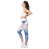 Patriot Floral Flag Crossover Leggings with Pockets