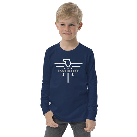 Patriot Grey and White Eagle Youth Long Sleeve Tshirt