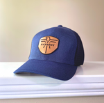 FlexFit One Panel Navy/Navy Leather Patch