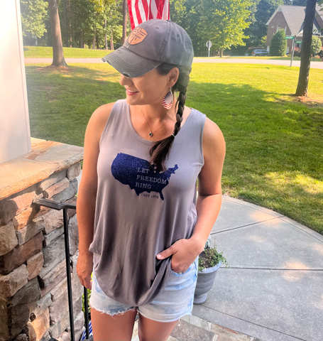 Let Freedom Ring Tank Grey