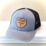 Trucker Grey Black Leather Patch