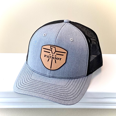 Trucker Grey Black Leather Patch