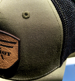 FlexFit Army Green/Black Leather Patch