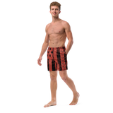Patriot Distressed Flag Men's Swim Trunks Red