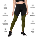 Patriot Women's Sports Leggings Black/Army